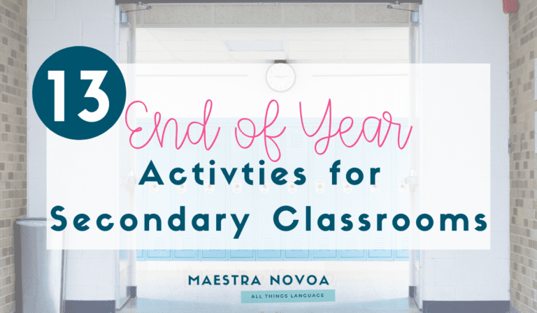 End of year activities for secondary classrooms