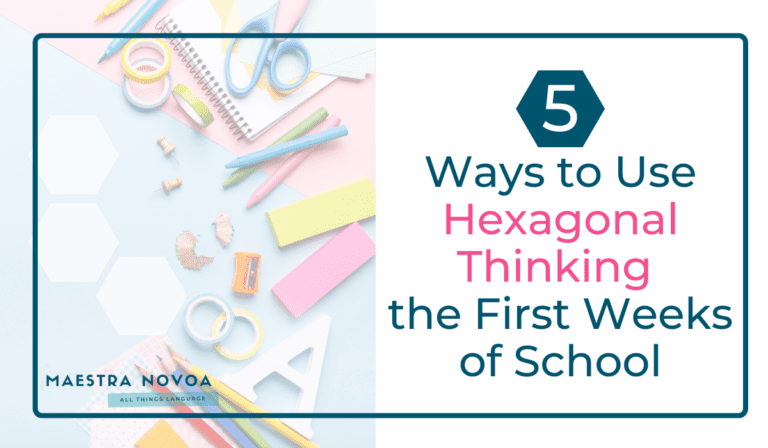 school supplies with hexagons with title of blog post